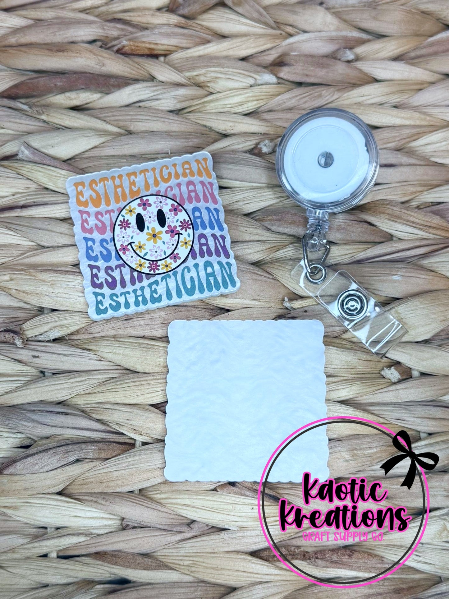 *CUSTOM* FLATBACK ACRYLIC 51mm X 52mm ESTHETICIAN F254 (1ct)