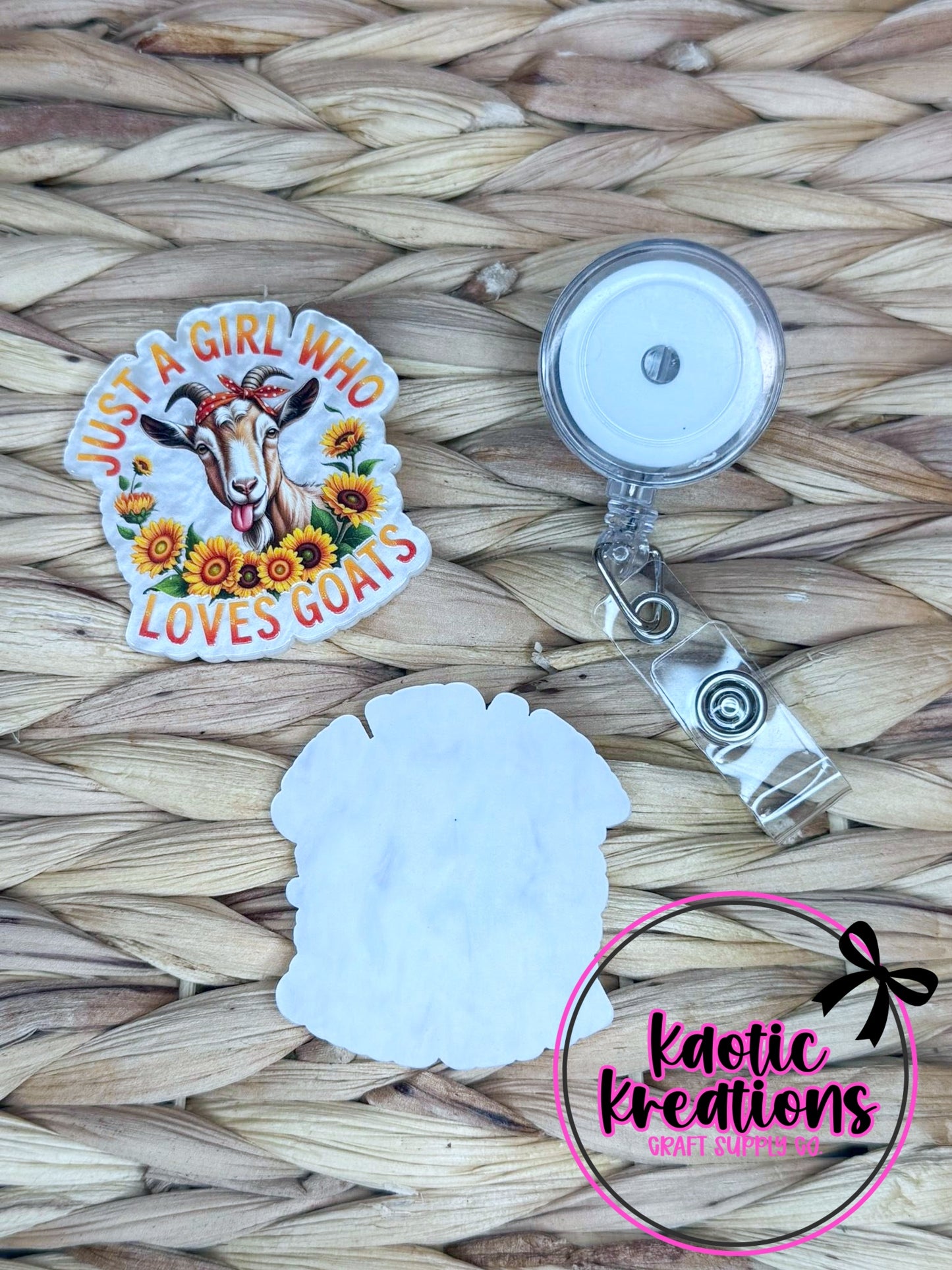 *CUSTOM* FLATBACK ACRYLIC 50mm X 52mm JUST A GIRL WHO LOVES GOATS F606 (1ct)