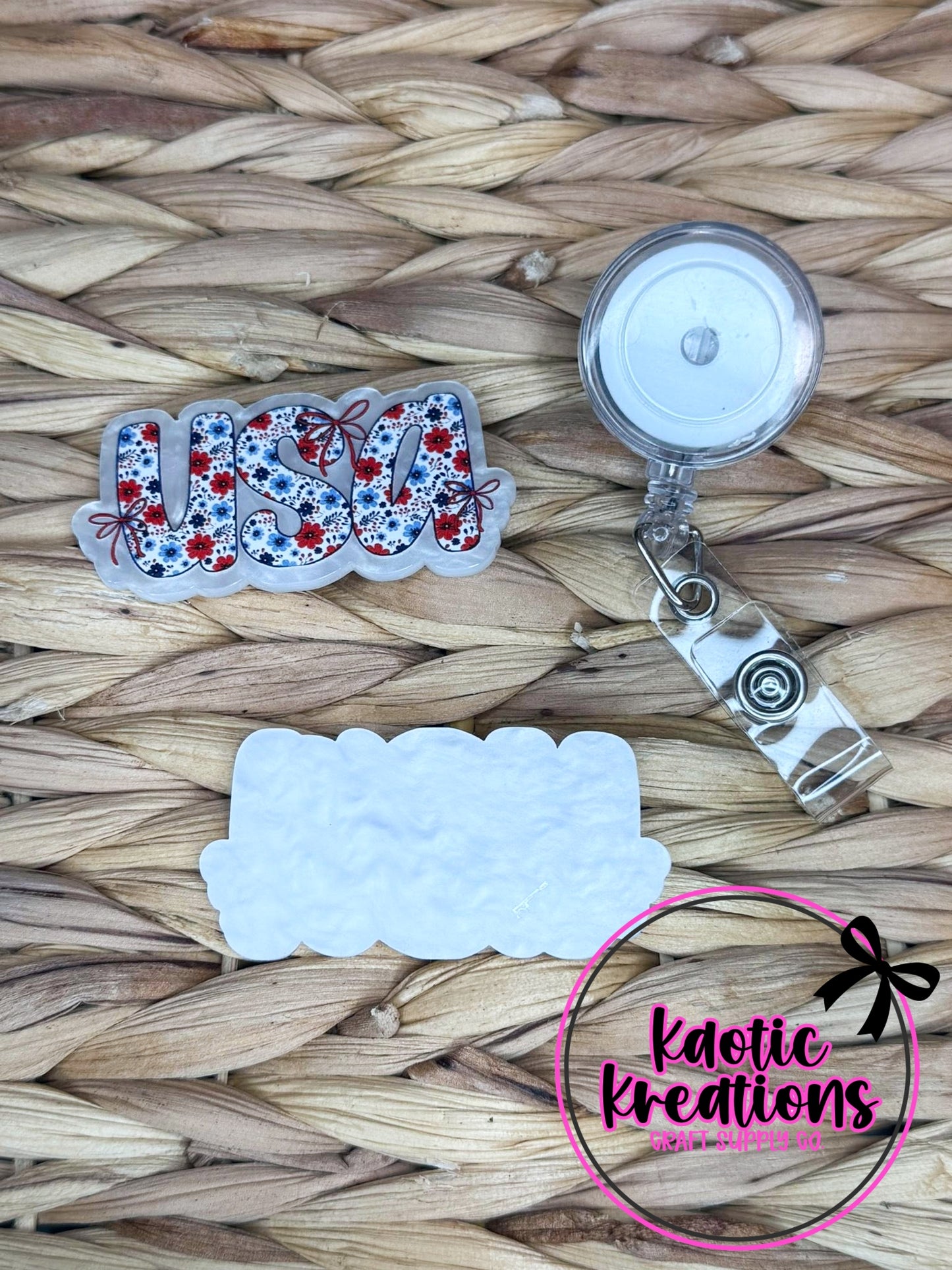 *CUSTOM* FLATBACK ACRYLIC 63mm X 34mm USA F39 (1ct)