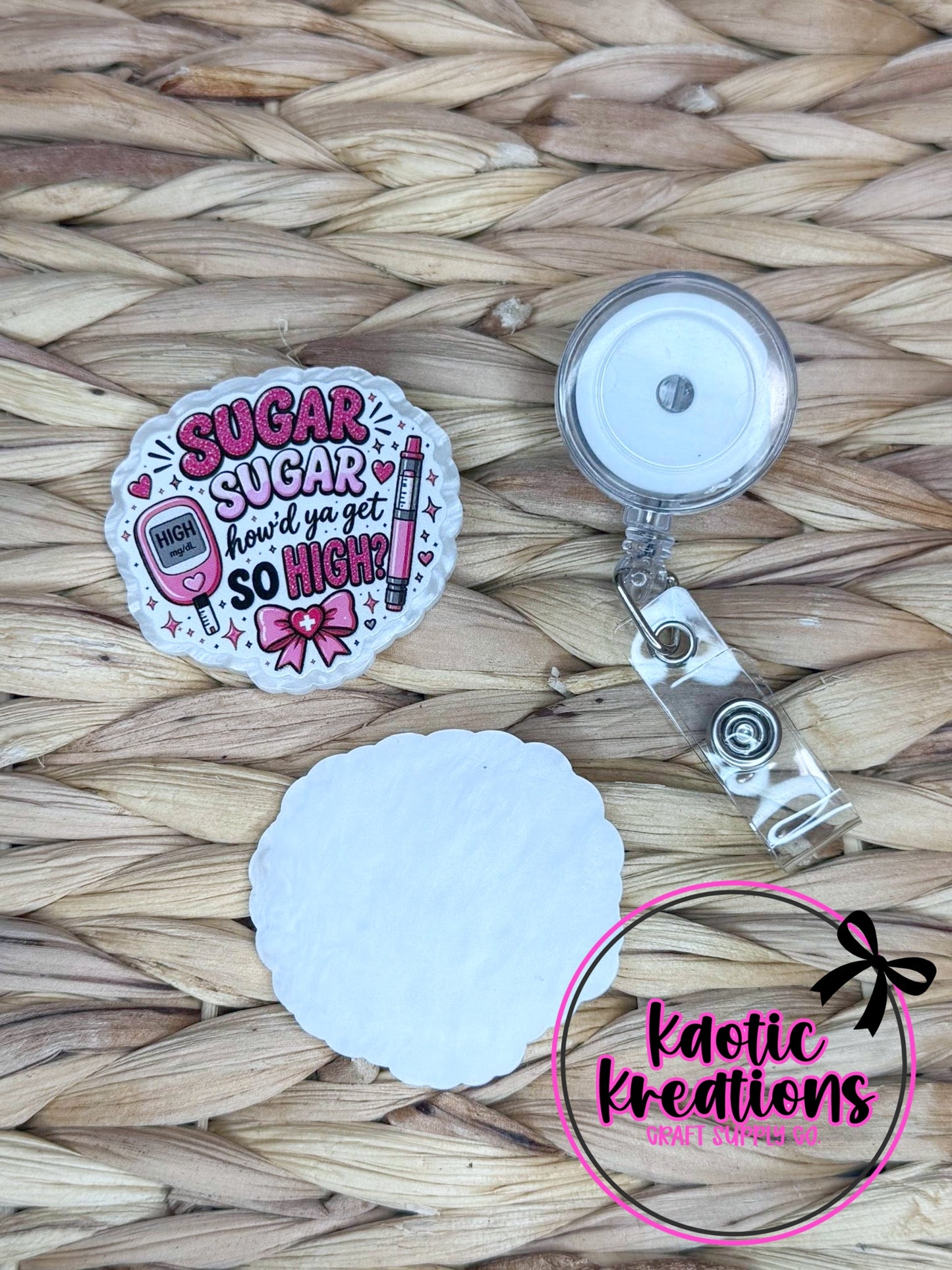 *CUSTOM* FLATBACK ACRYLIC 53mm X 50mm SUGAR SUGAR F649 (1ct)