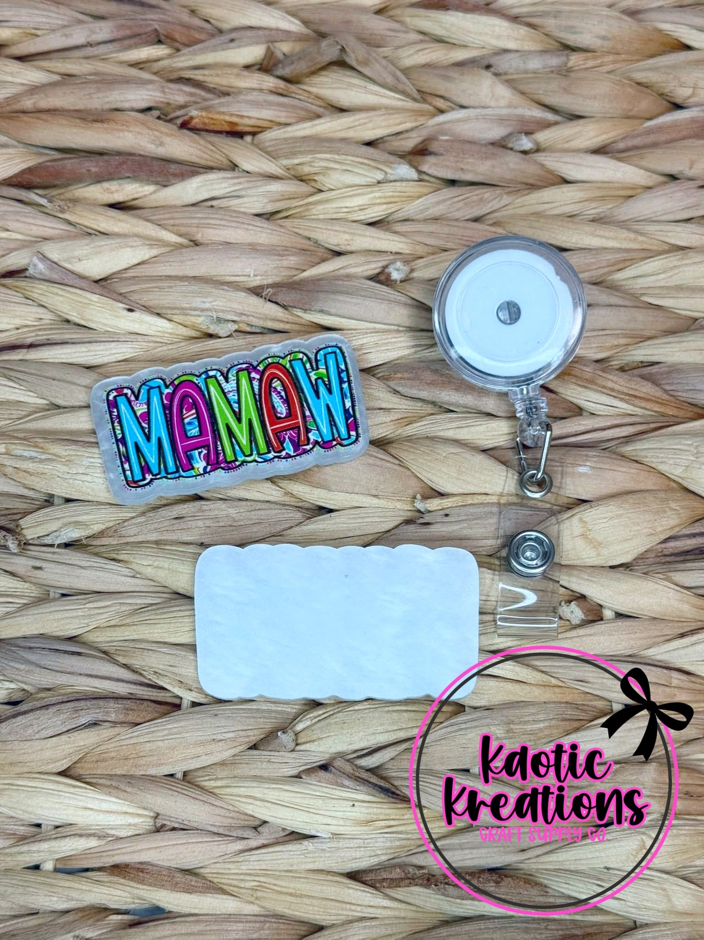 *CUSTOM* FLATBACK ACRYLIC 60mm X 35mm MAMAW F198 (1ct)