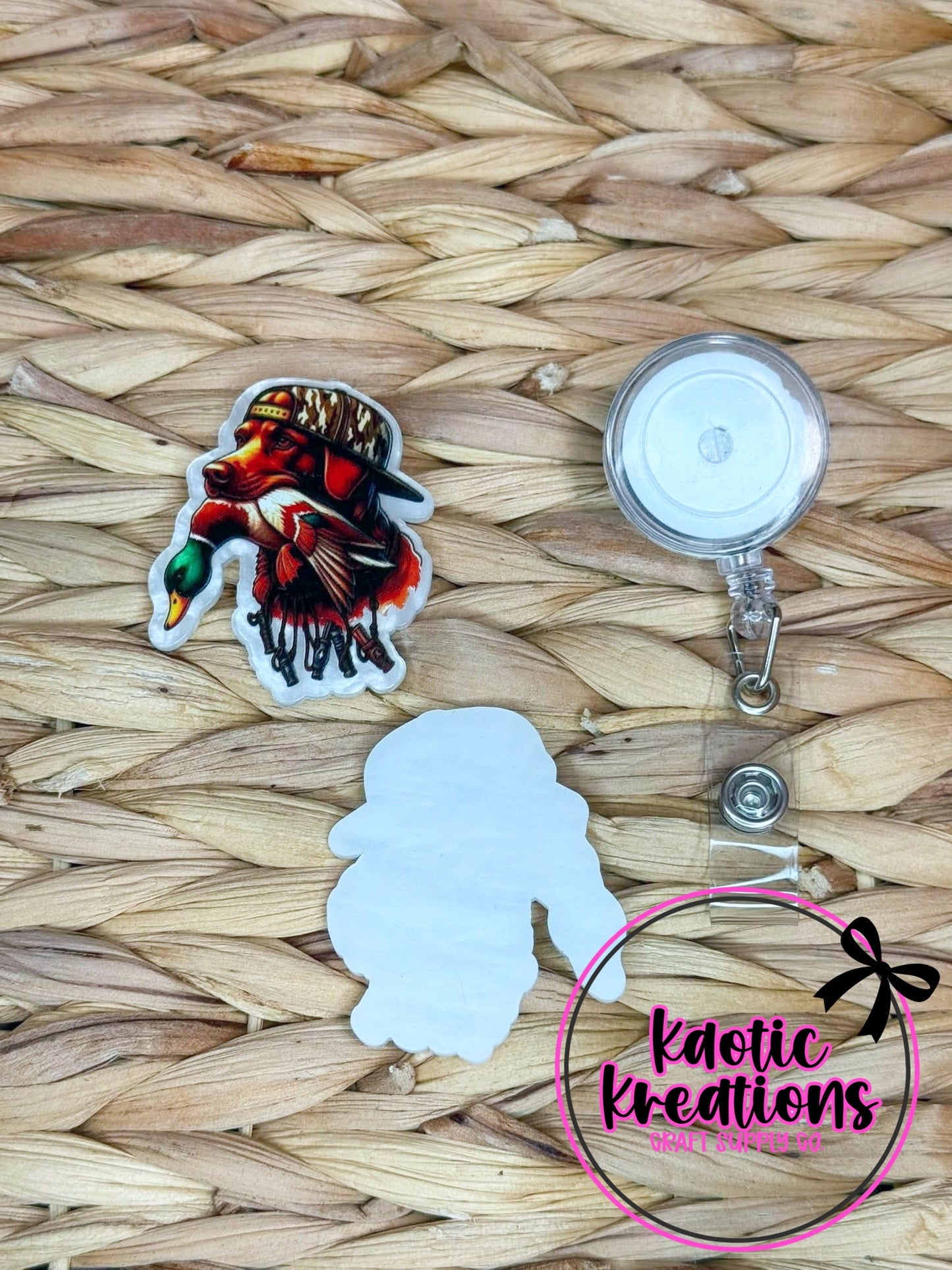 *CUSTOM* FLATBACK ACRYLIC 44mm X 54mm DUCK HUNTING DOG F327 (1ct)