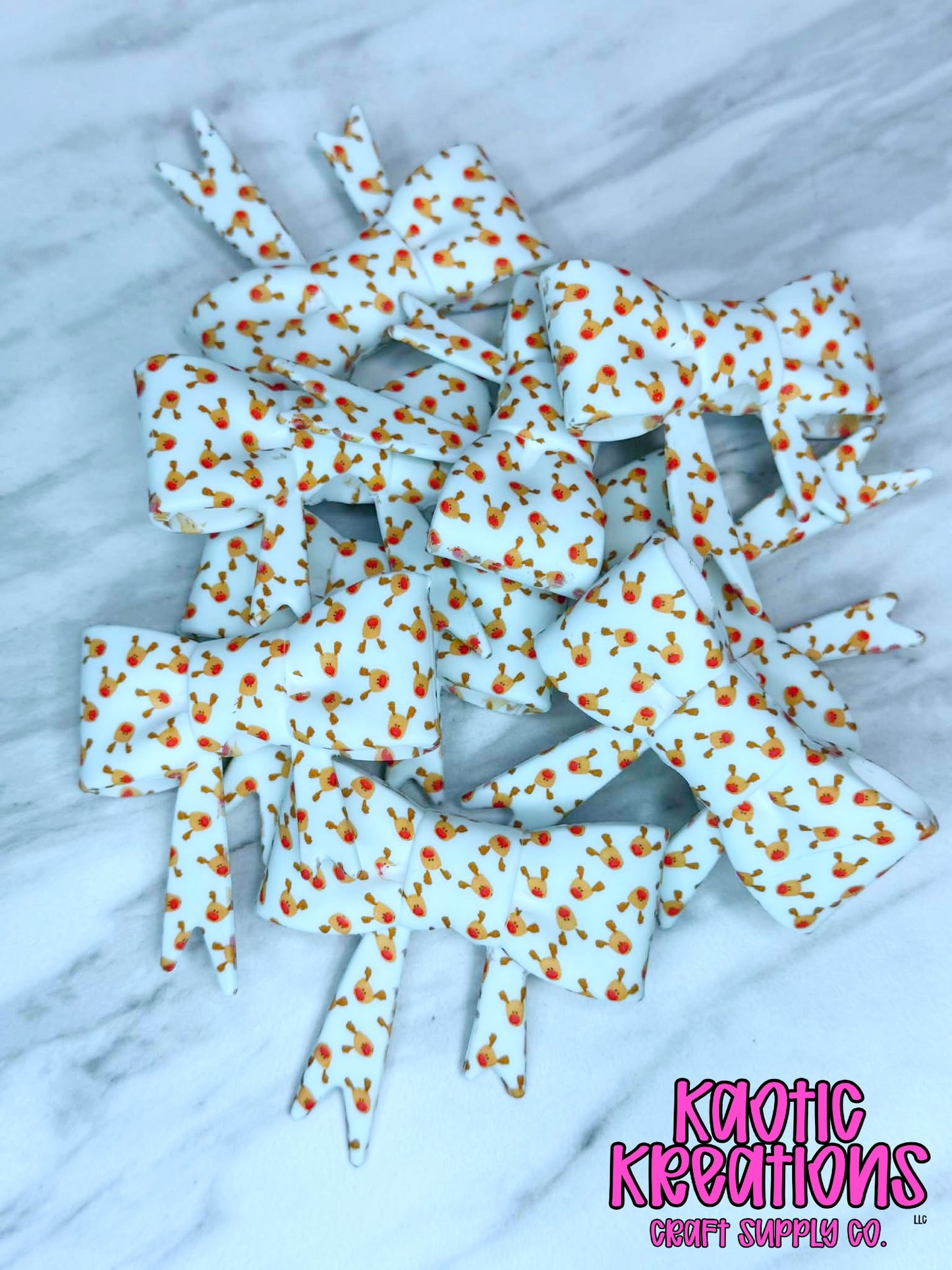 BEADABLE JUMBO SILICONE BOW RED NOSE REINDEER (1ct)