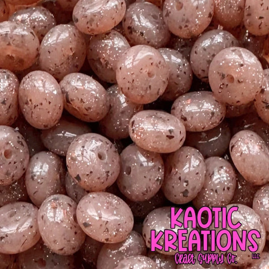 14MM CONFETTI GLITTER JELLY ABACUS BEAD CG22 DUSTY ROSE (1ct)