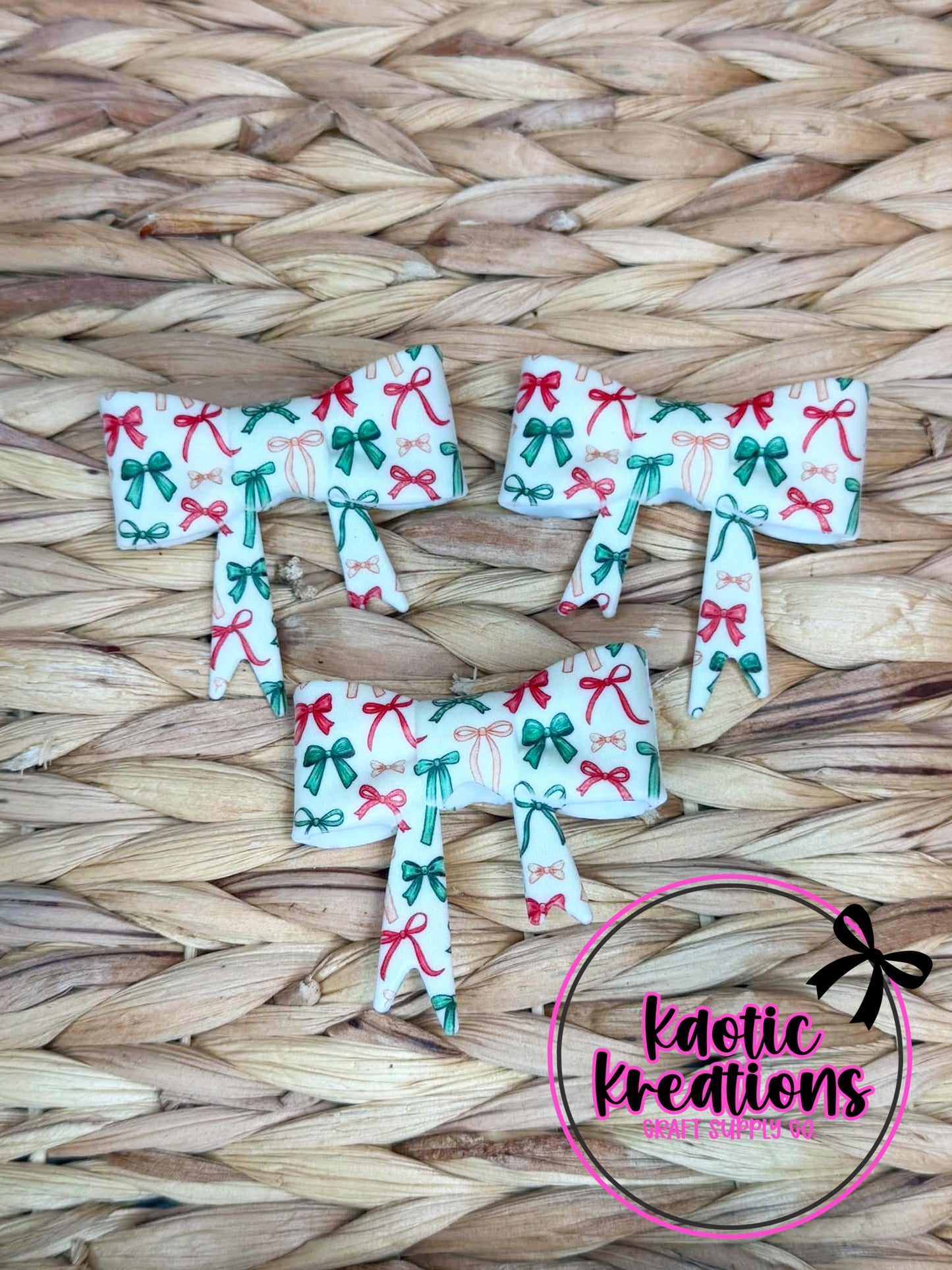 D102 BEADABLE JUMBO SILICONE BOW CHRISTMAS BOWS (1ct)