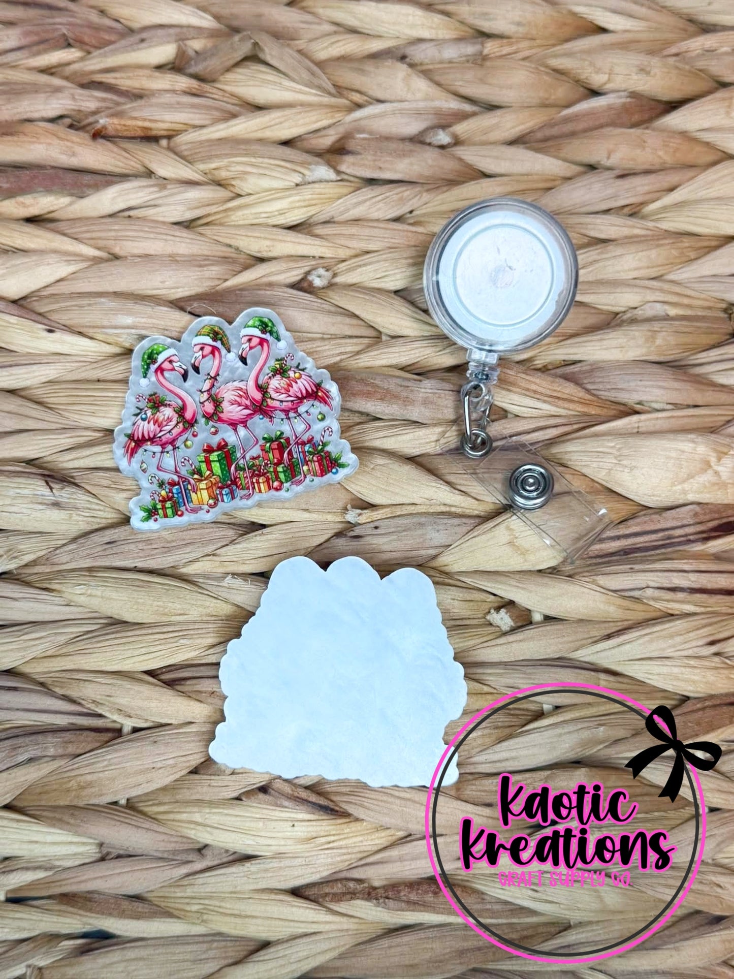 *CUSTOM* FLATBACK ACRYLIC CHRISTMAS FLAMINGOS F374 (1ct)