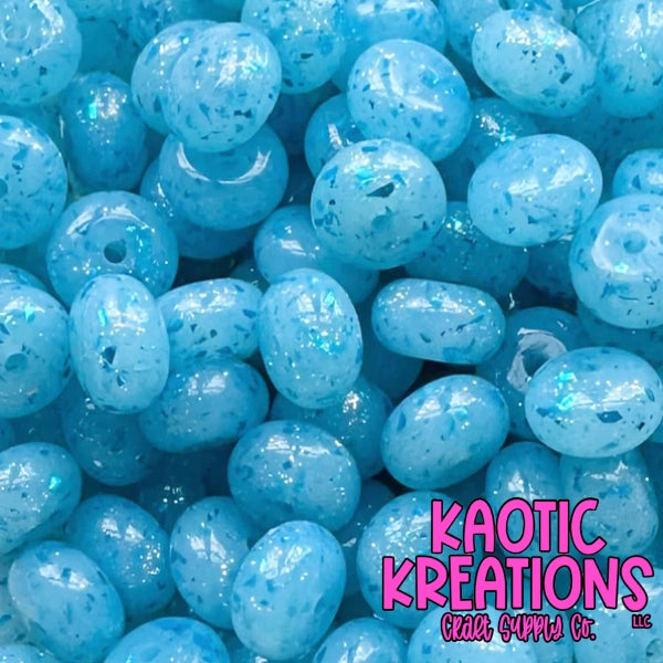 14MM CONFETTI GLITTER JELLY ABACUS BEAD CG27 BRIGHT BLUE (1ct)