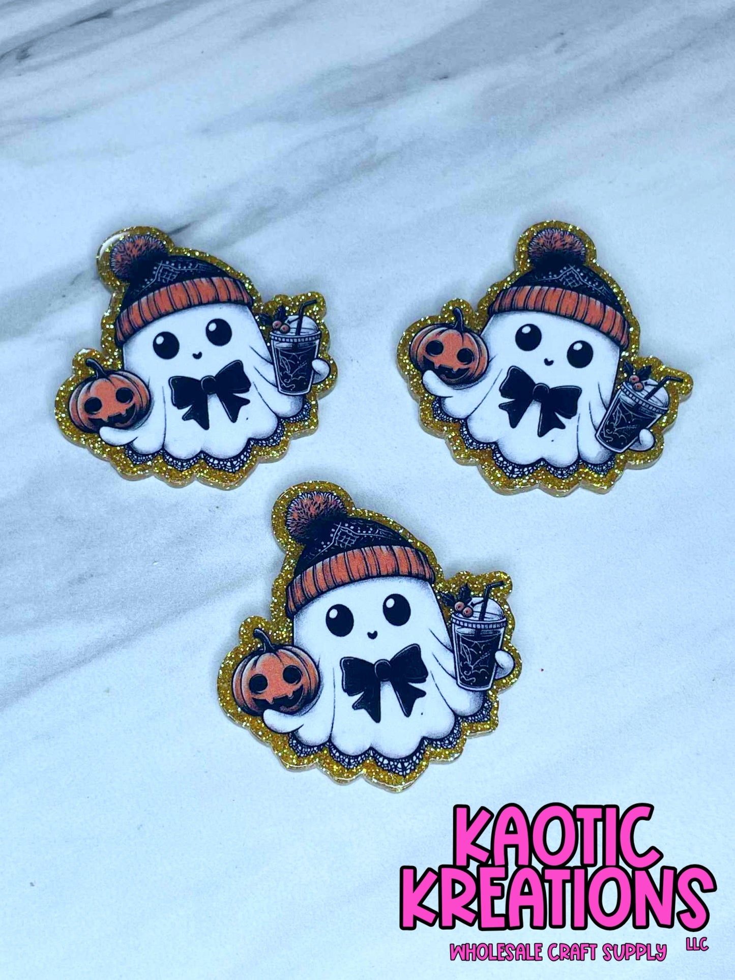 FLATBACK ACRYLIC CUTE BEANIE GHOST F604 (1ct)