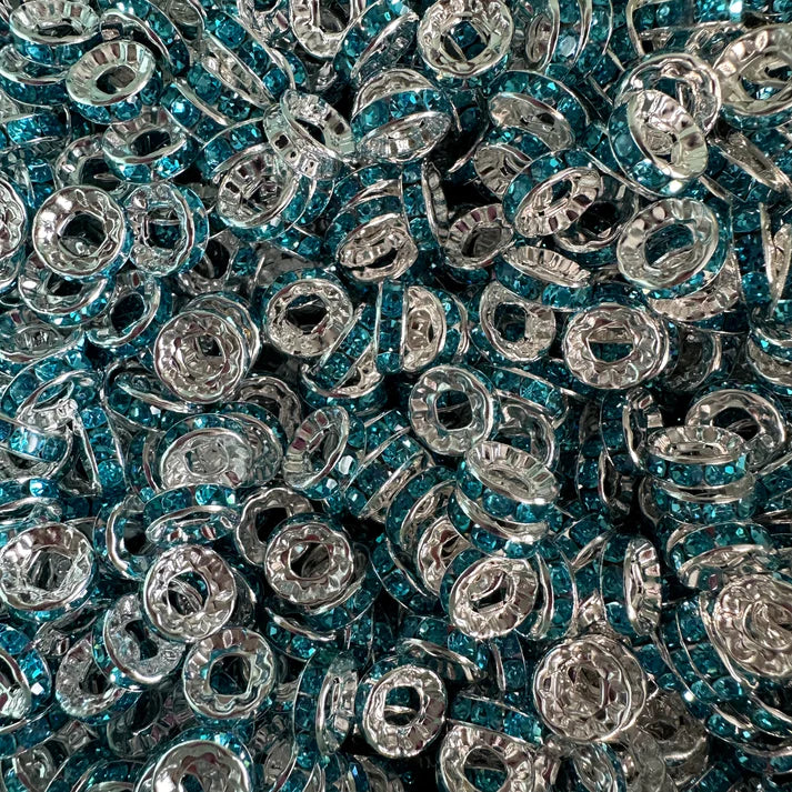 10MM LARGE HOLE RHINESTONE SPACERS (10ct)