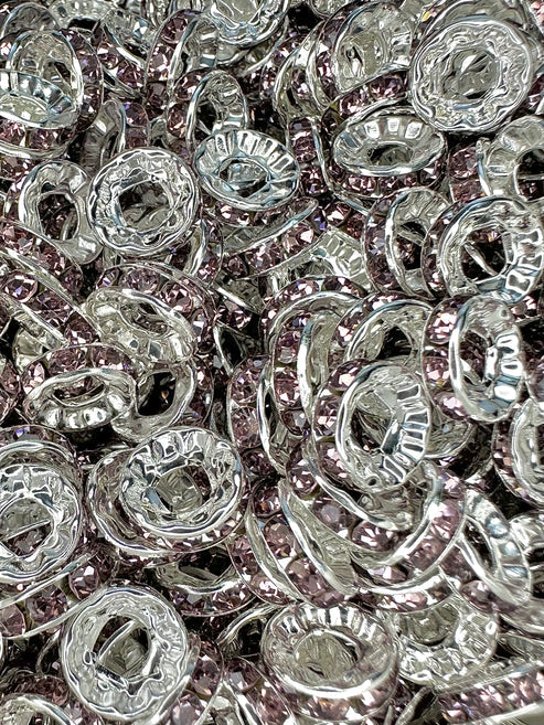 10MM LARGE HOLE RHINESTONE SPACERS (1ct)