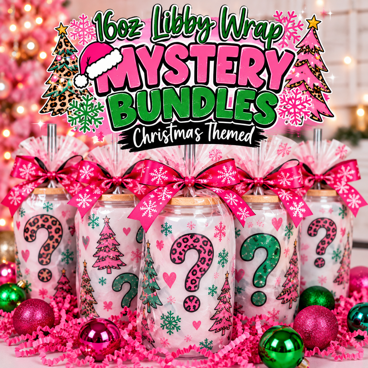 16oz UV DTF Libby Wrap Mystery Bundles - Christmas Themed (15ct)