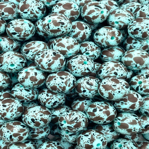 P516 TURQUOISE COW SPLATTER 15MM PRINT (1ct)