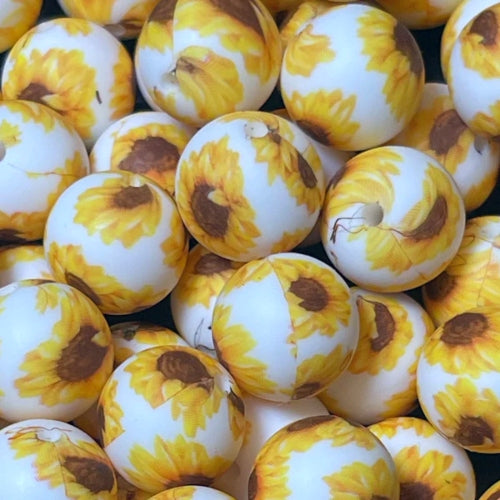 P558 WHITE SUNFLOWER 15MM PRINT (1ct)