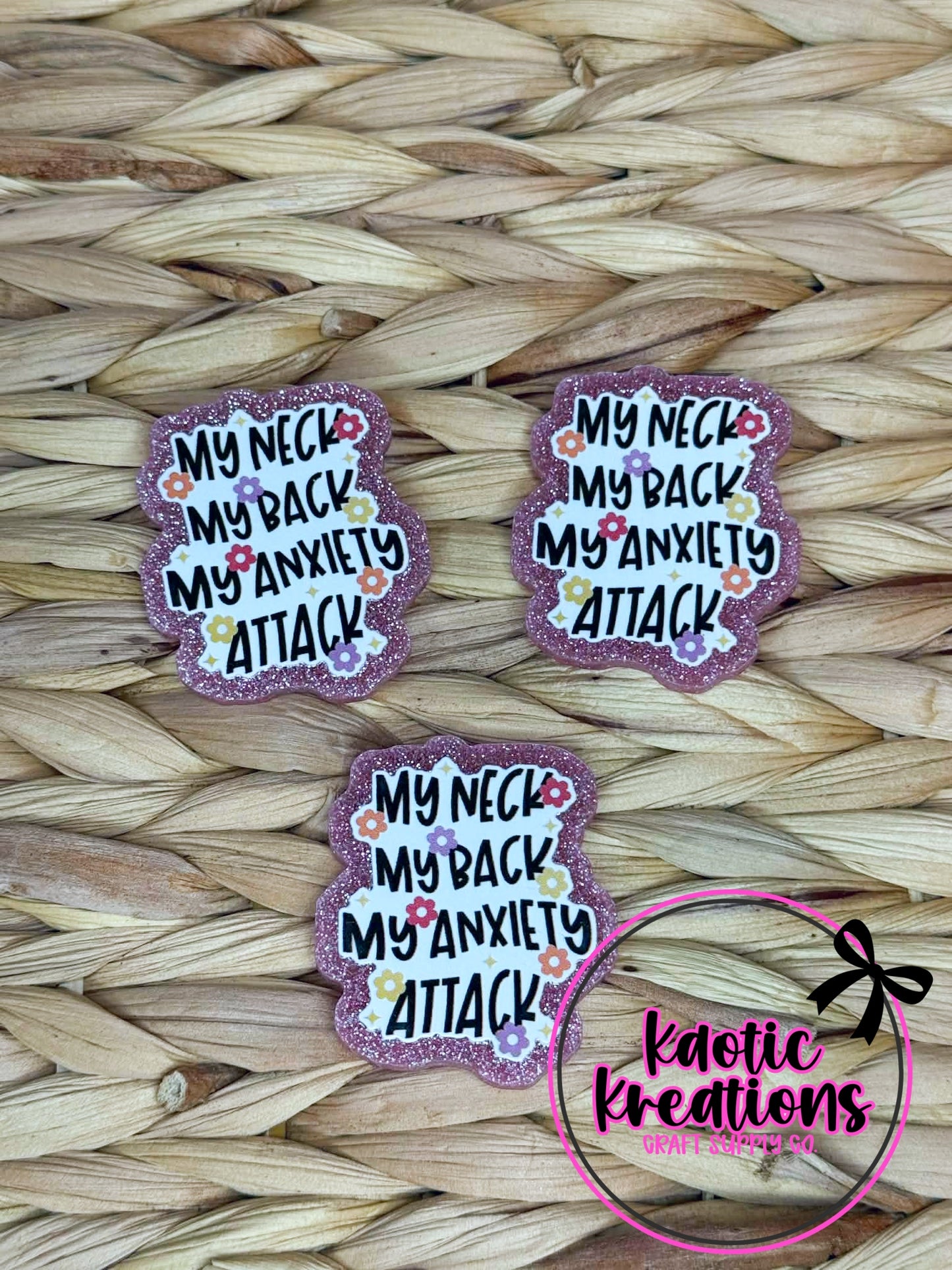 FLATBACK ACRYLIC 37mm X 43mm MY NECK MY BACK F21 (1ct)