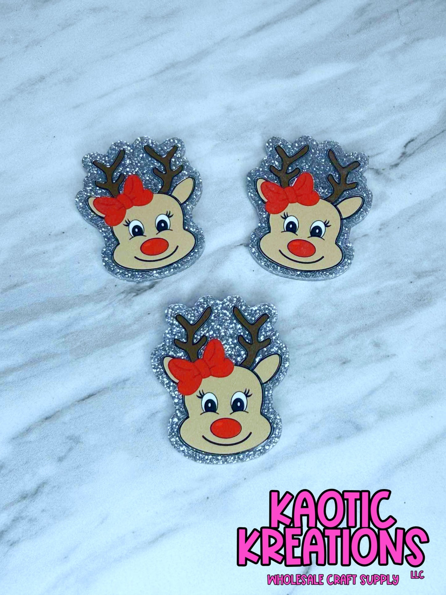 FLATBACK ACRYLIC RED BOW REINDEER F99 (1ct)