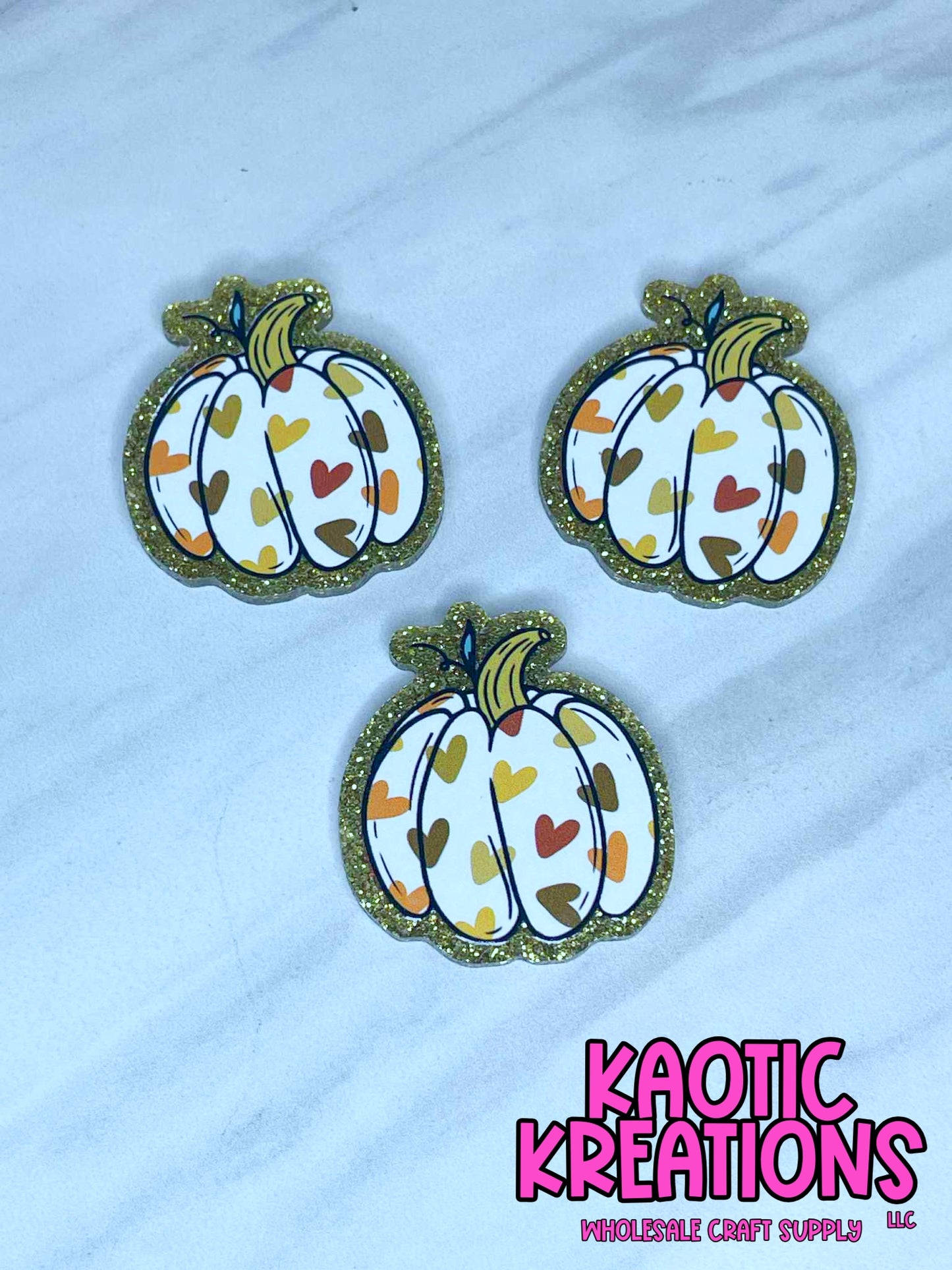 FLATBACK ACRYLIC HEART PUMPKIN F642 (1ct)