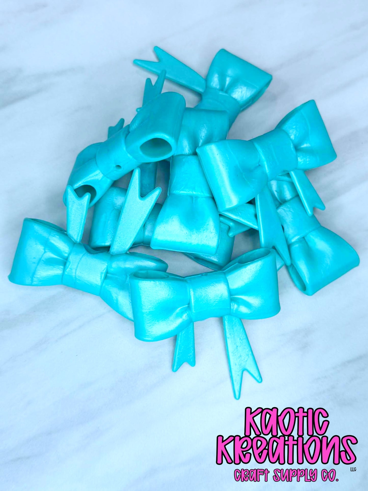 BEADABLE JUMBO SILICONE BOW TEAL PEARL (1ct)