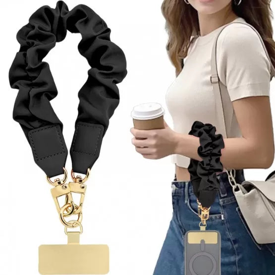 SCRUNCHIE KEYCHAIN/PHONE WRISTLET - TAN LEOPARD (1ct)