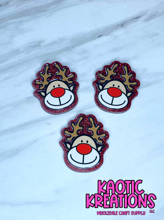 FLATBACK ACRYLIC RED NOSE REINDEER F447 (1ct)
