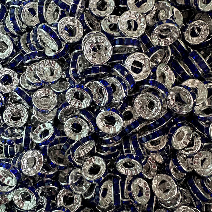 10MM LARGE HOLE RHINESTONE SPACERS (10ct)