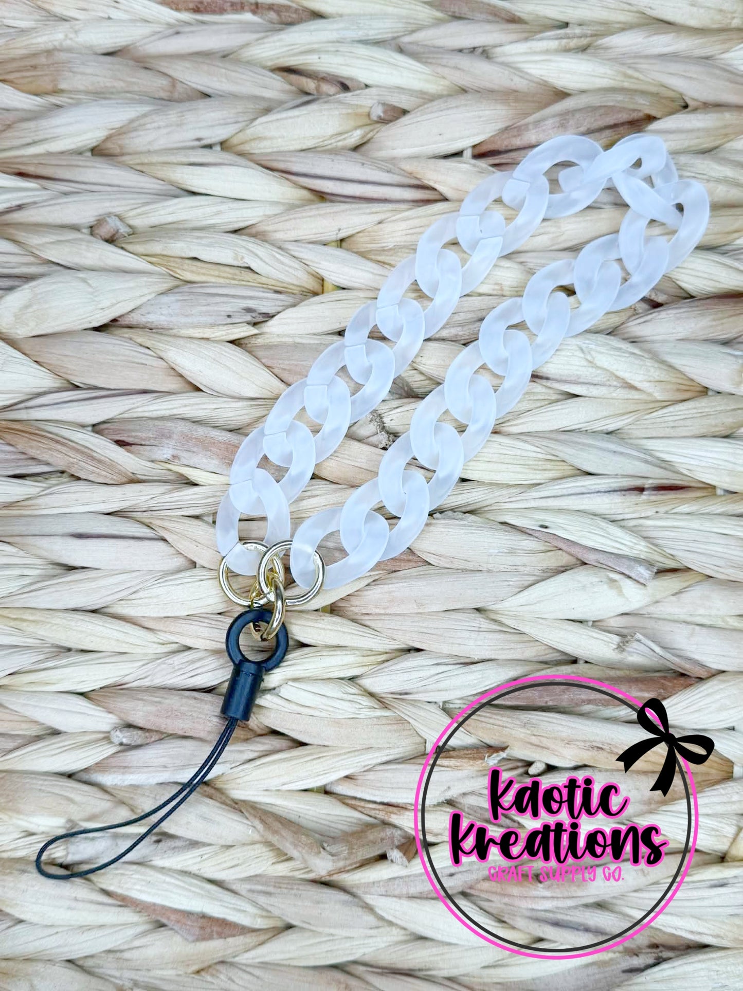 ACRYLIC CHAIN PHONE STRAP WRISTLET - WHITE (1ct)