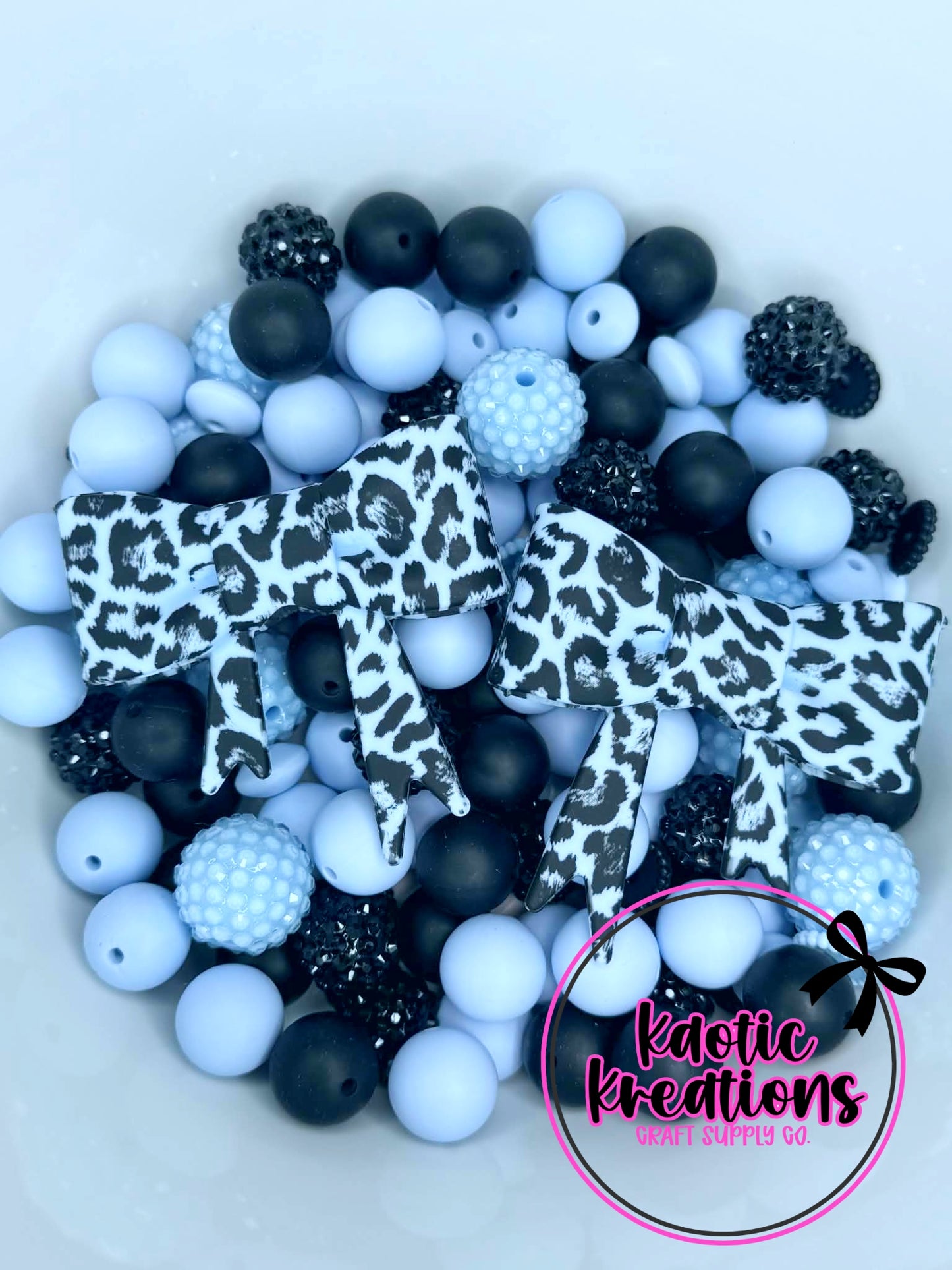 ACRYLIC SILICONE BEAD MIX W/JUMBO BOWS #63 (24ct)