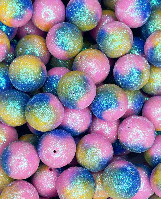 SUGAR SHIMMER ACRYLIC BEAD YELLOW/BLUE/PINK OMBRE (1ct)