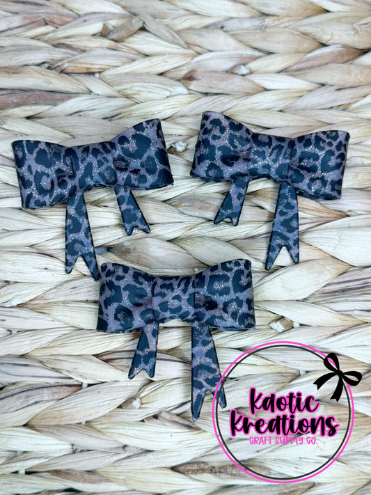 D36 BEADBALE JUMBO SILICONE BOW BROWN CONFETTI GLITTER LEOPARD (1ct)