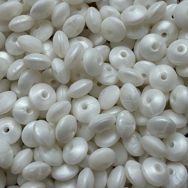 WHOLESALE PACK - 12MM LENTIL #41 PEARL WHITE MARBLE (25ct)