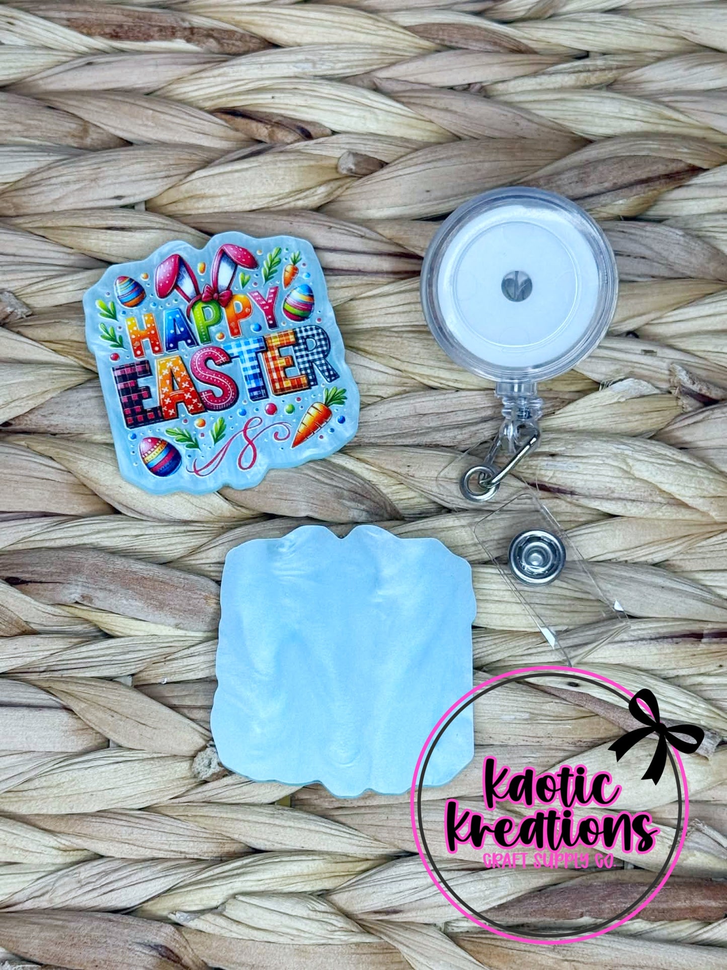 *CUSTOM* FLATBACK ACRYLIC 39mm X 42mm HAPPY EASTER F250 (1ct)