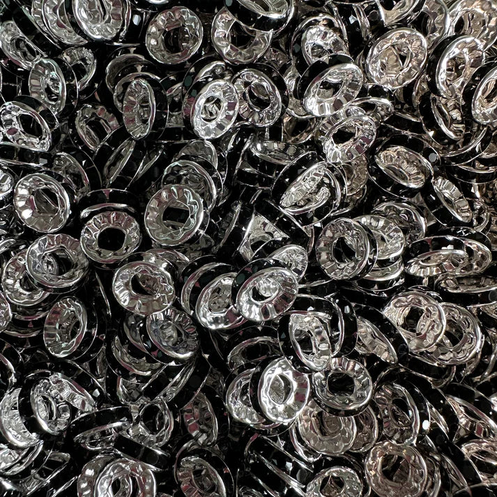 10MM LARGE HOLE RHINESTONE SPACERS (10ct)