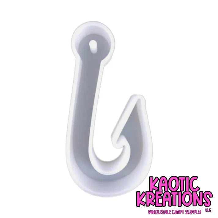 FISH HOOK SILICONE FRESHIE MOLD 2.5" W x 6.25" H x 1" D (1ct)