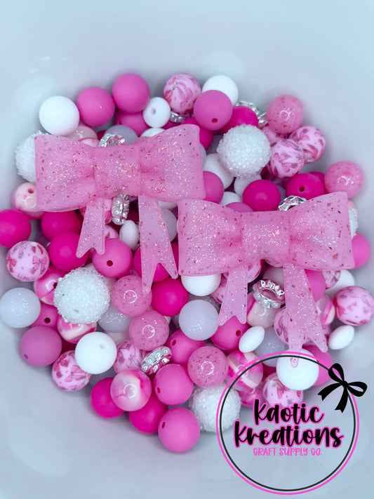ACRYLIC SILICONE BEAD MIX W/JUMBO BOWS #107 (32ct)