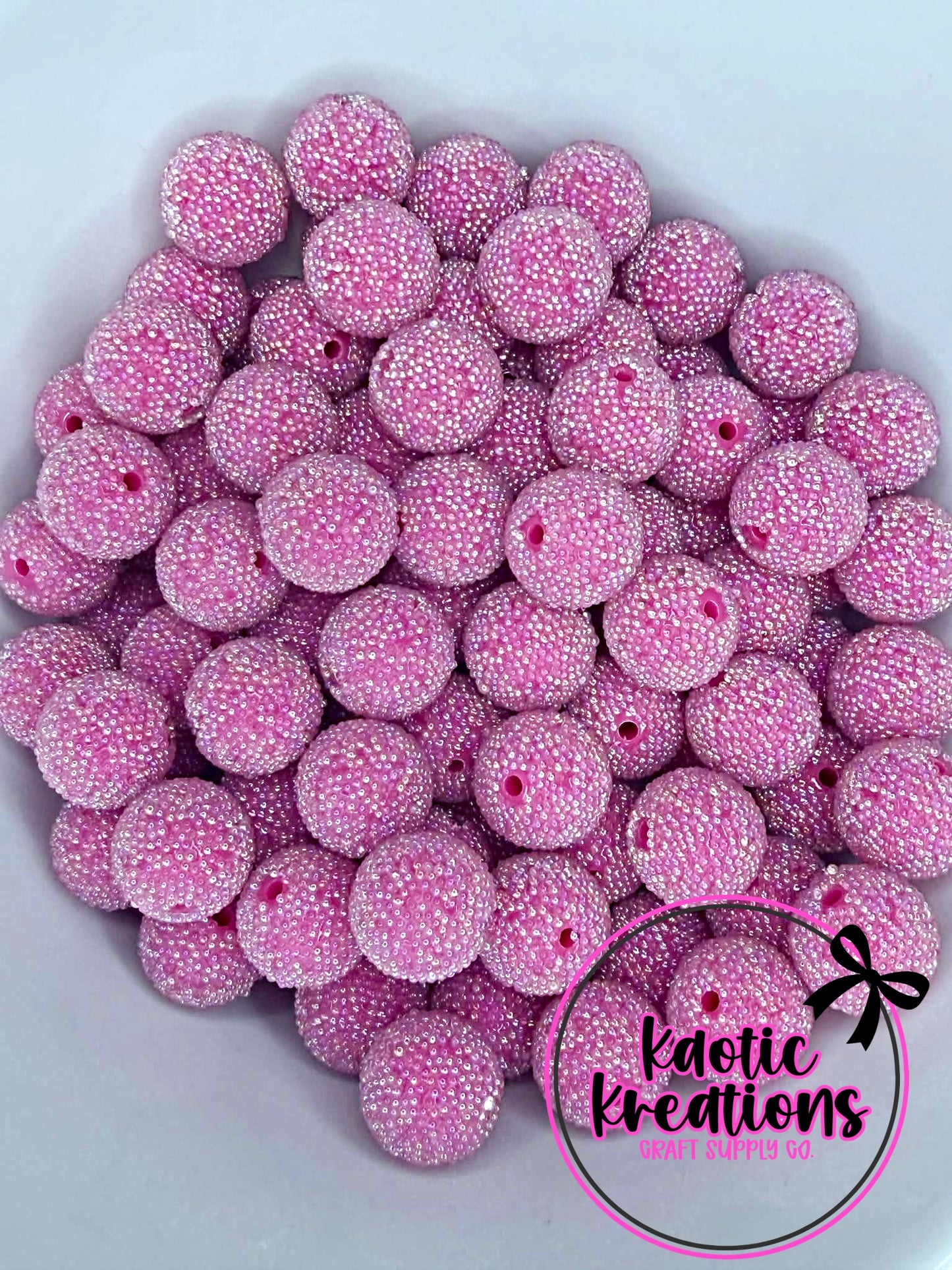 20MM MICRO DOT ACRYLIC BEAD DARK PINK M4 (1ct)