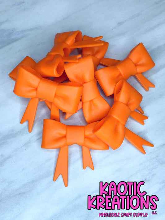 BEADABLE JUMBO SILICONE BOW SOLID ORANGE (1ct)
