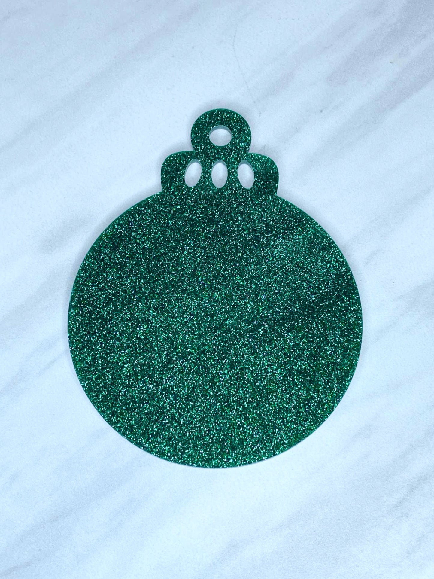ACRYLIC ROUND ORNAMENT BLANK - GREEN GLITTER R3 (1ct)