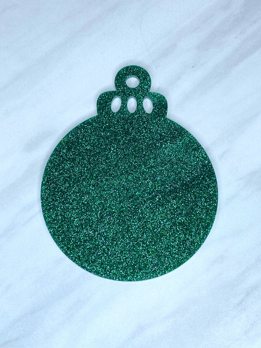 ACRYLIC ROUND ORNAMENT BLANK - GREEN GLITTER R3 (1ct)