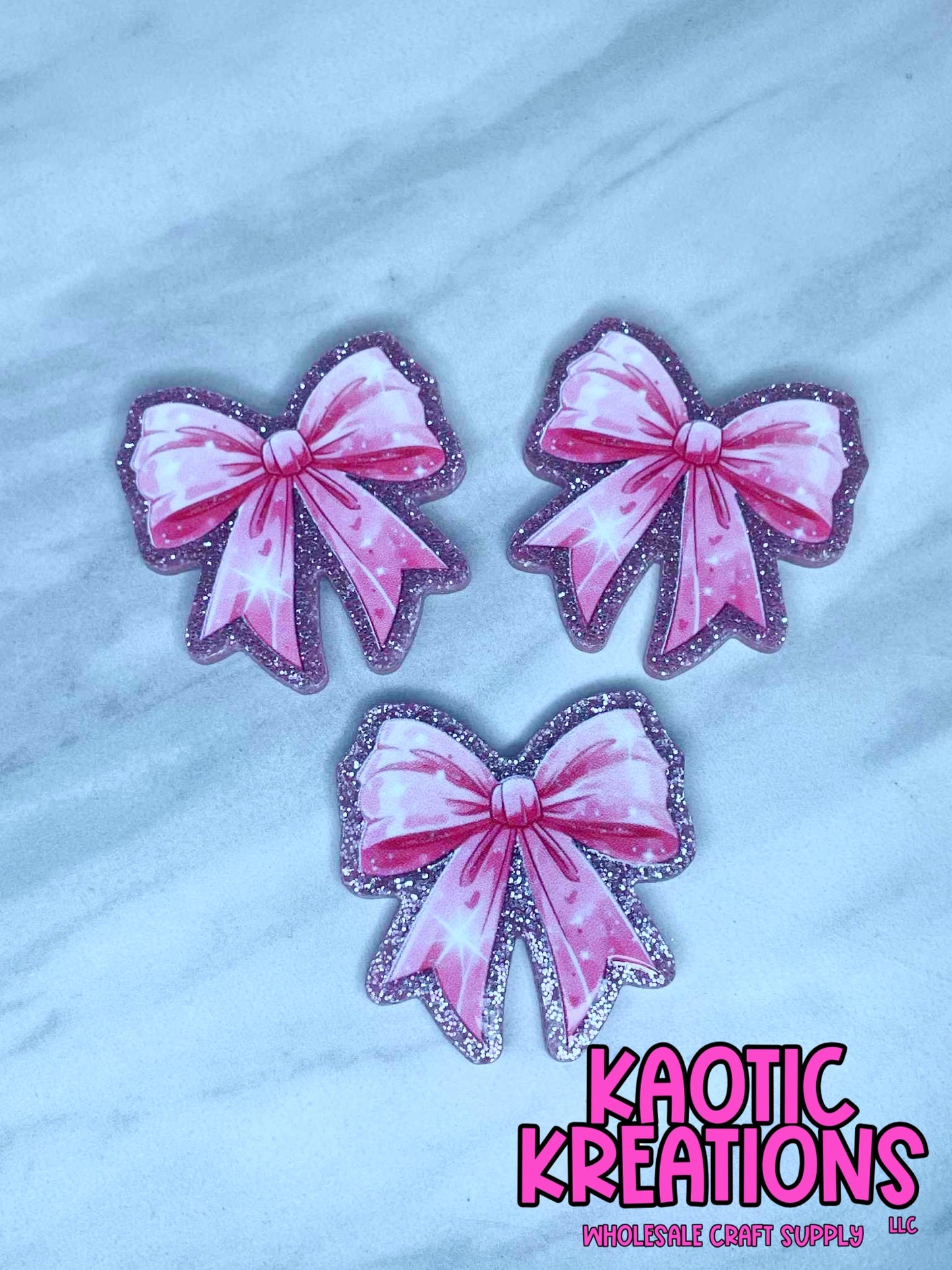 FLATBACK ACRYLIC PINK BOW F425 (1ct)