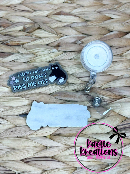 *CUSTOM* FLATBACK ACRYLIC 65mm X 31mm SLEPT LIKE SHIT F177 (1ct)