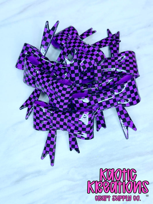 BEADABLE JUMBO SILICONE BOW LIQUID CHECKERED PURPLE (1ct)