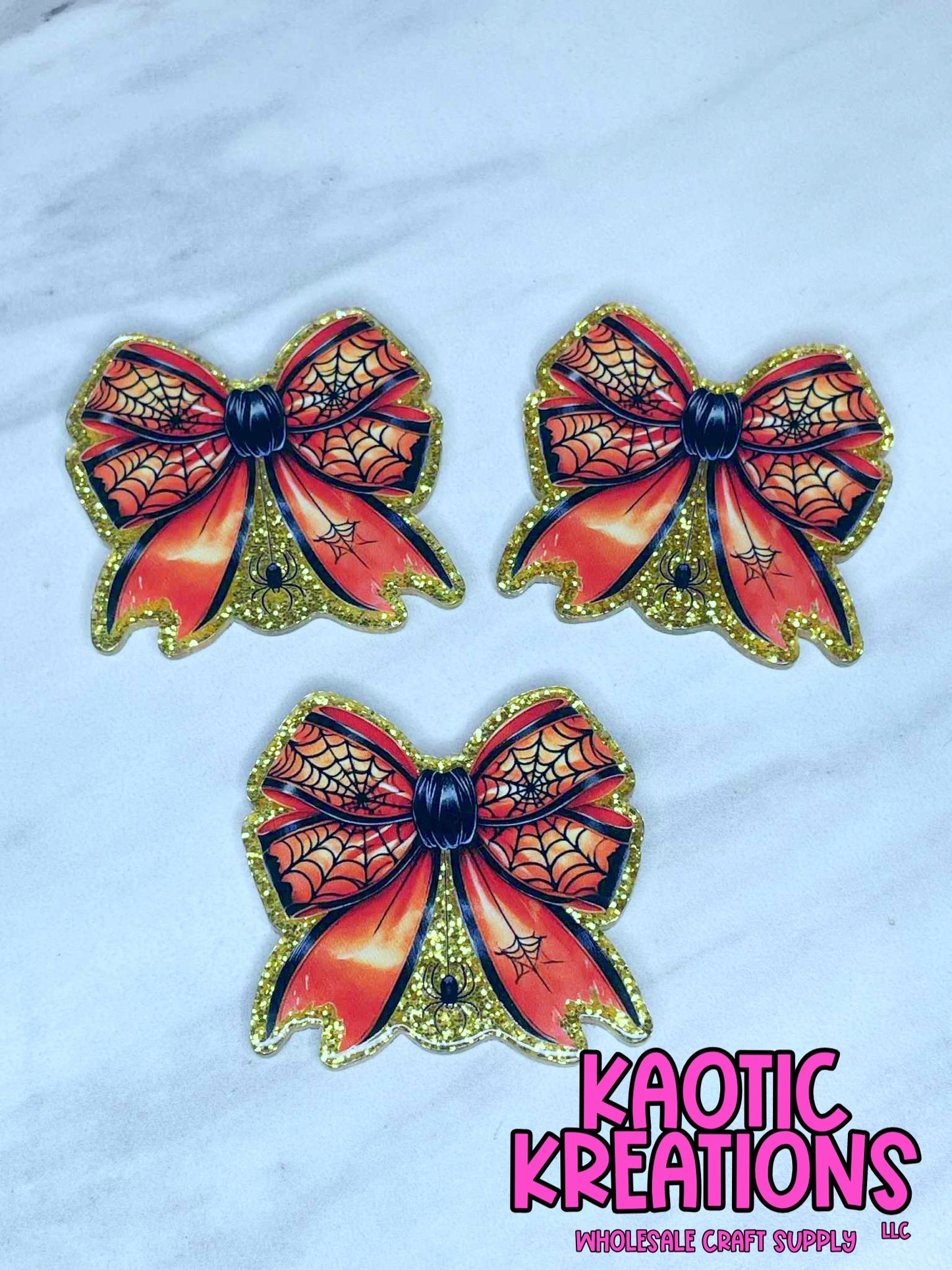 FLATBACK ACRYLIC SPIDER WEB BOW F589 (1ct)