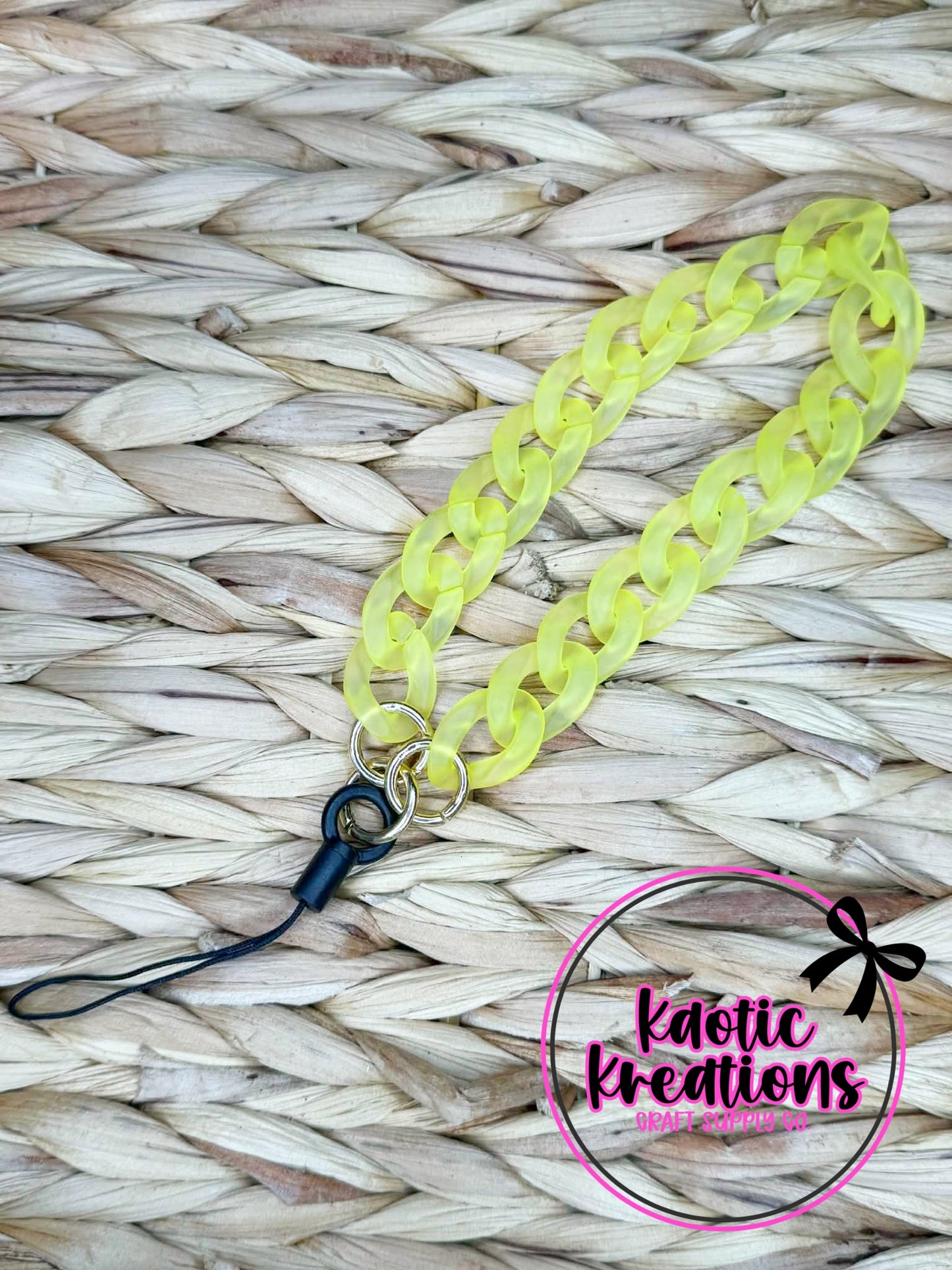 ACRYLIC CHAIN PHONE STRAP WRISTLET - YELLOW (1ct)