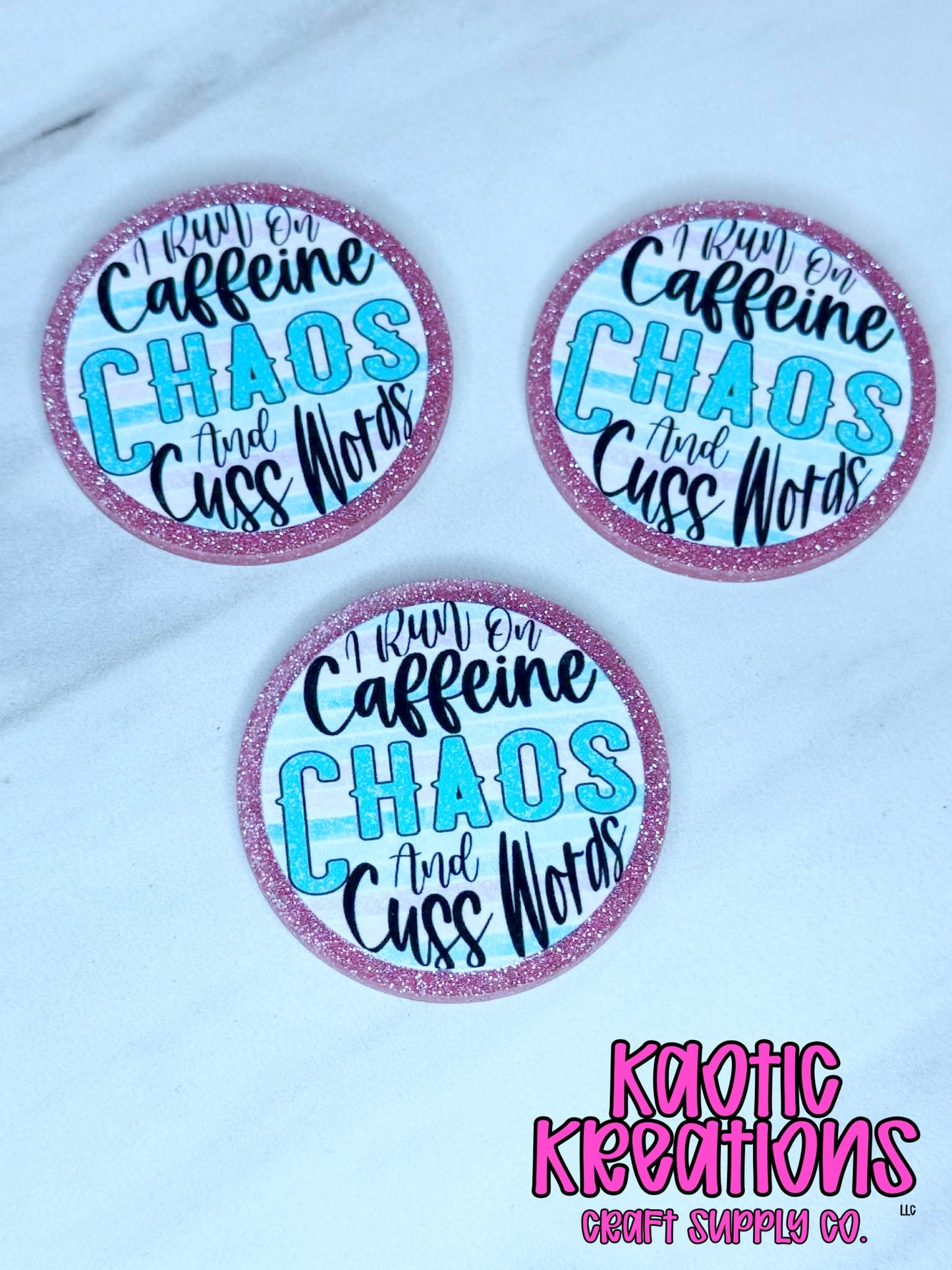 FLATBACK ACRYLIC CAFFEINE CHAOS AND CUSS WORDS F670 (1ct)