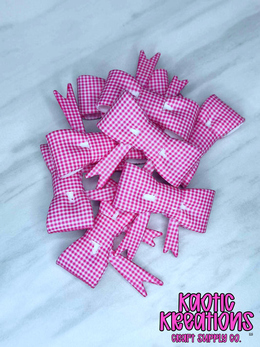 BEADABLE JUMBO SILICONE BOW PINK PLAID (1ct)
