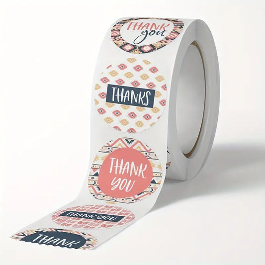 500 1" AZTEC THANK YOU STICKERS 1 ROLL