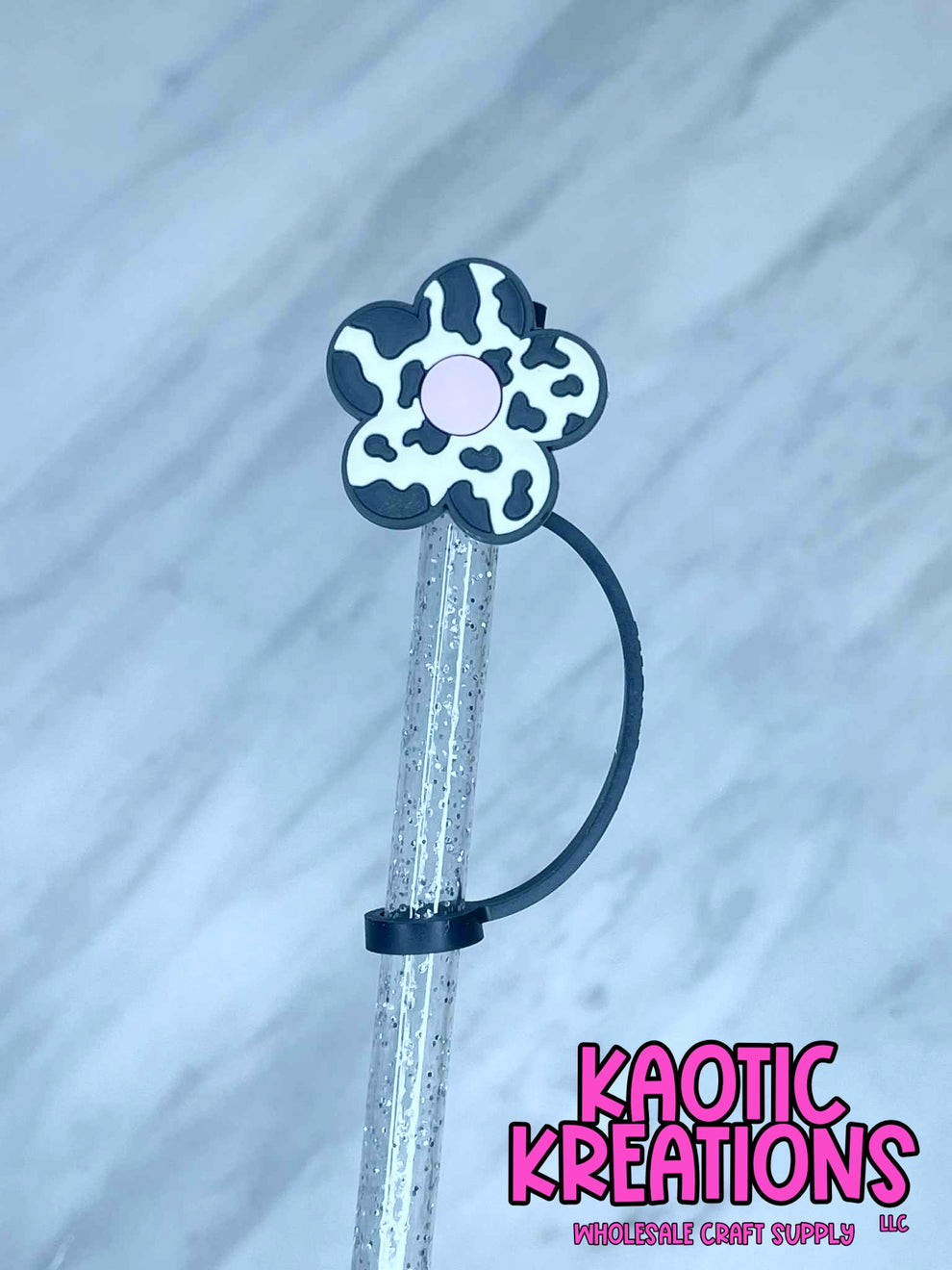 COW PRINT FLORAL STRAW TOPPER (1ct) – Kaotic Kreations