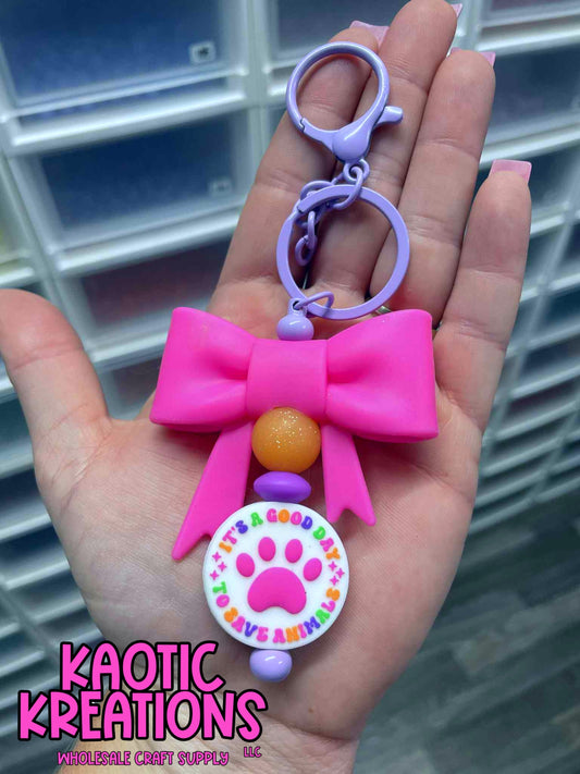 PRE-MADE BEADED KEYCHAIN - IT'S A GOOD DAY TO SAVE ANIMALS (1ct)
