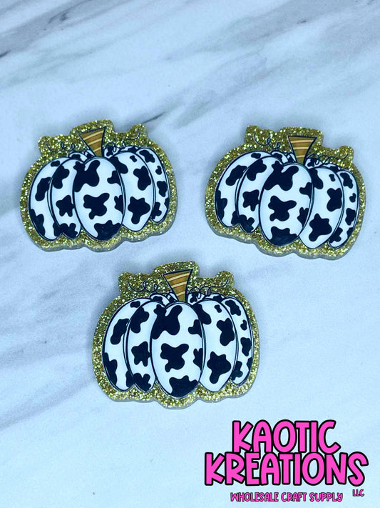 FLATBACK ACRYLIC COW PRINT PUMPKIN F629 (1ct)