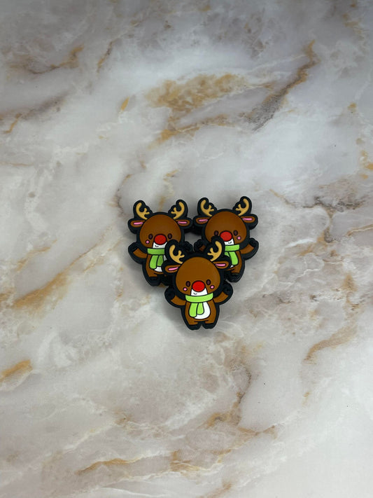 GREEN SCARF REINDEER SILICONE FOCAL