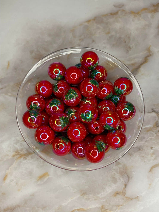 **DISCONTINUED** 16MM ACRYLIC OPAL RED GREEN CHRISTMAS TREE